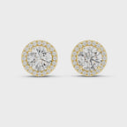 2.50 Carat Round Cut Diamond Halo Stud Earrings