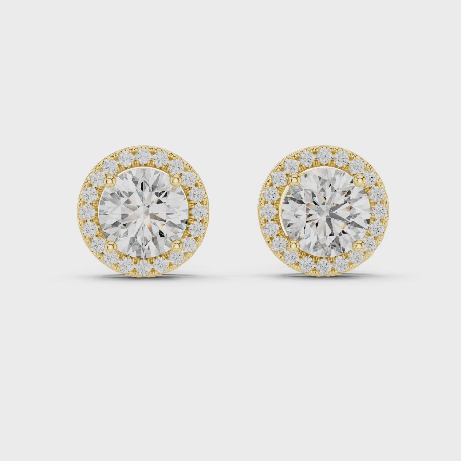2.50 Carat Round Cut Diamond Halo Stud Earrings