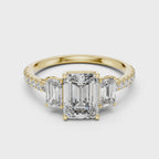 Emerald Cut Diamond Three Stone Engagement Ring