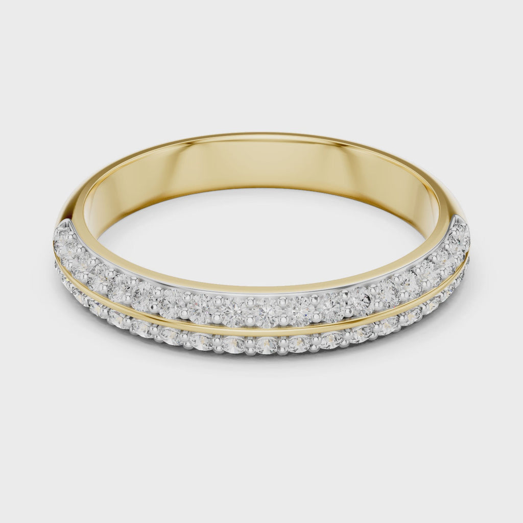 Double Row Round Lab Diamond Wedding Band