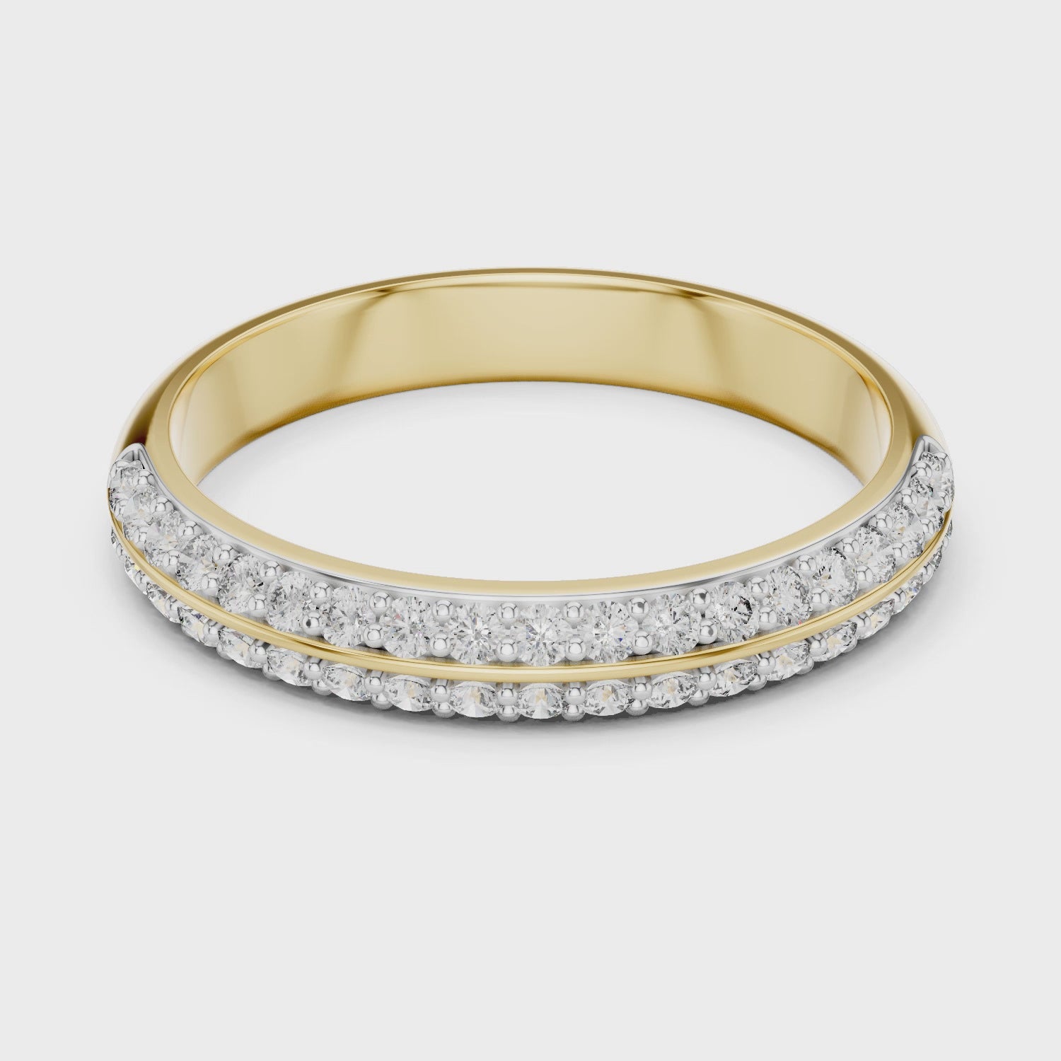 Double Row Round Lab Diamond Wedding Band