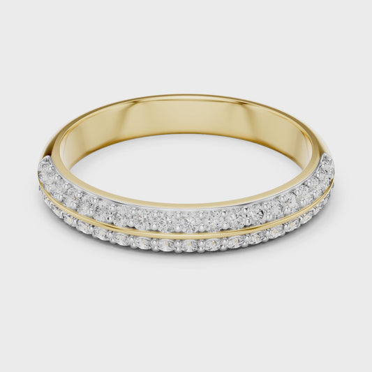 Double Row Round Lab Diamond Wedding Band