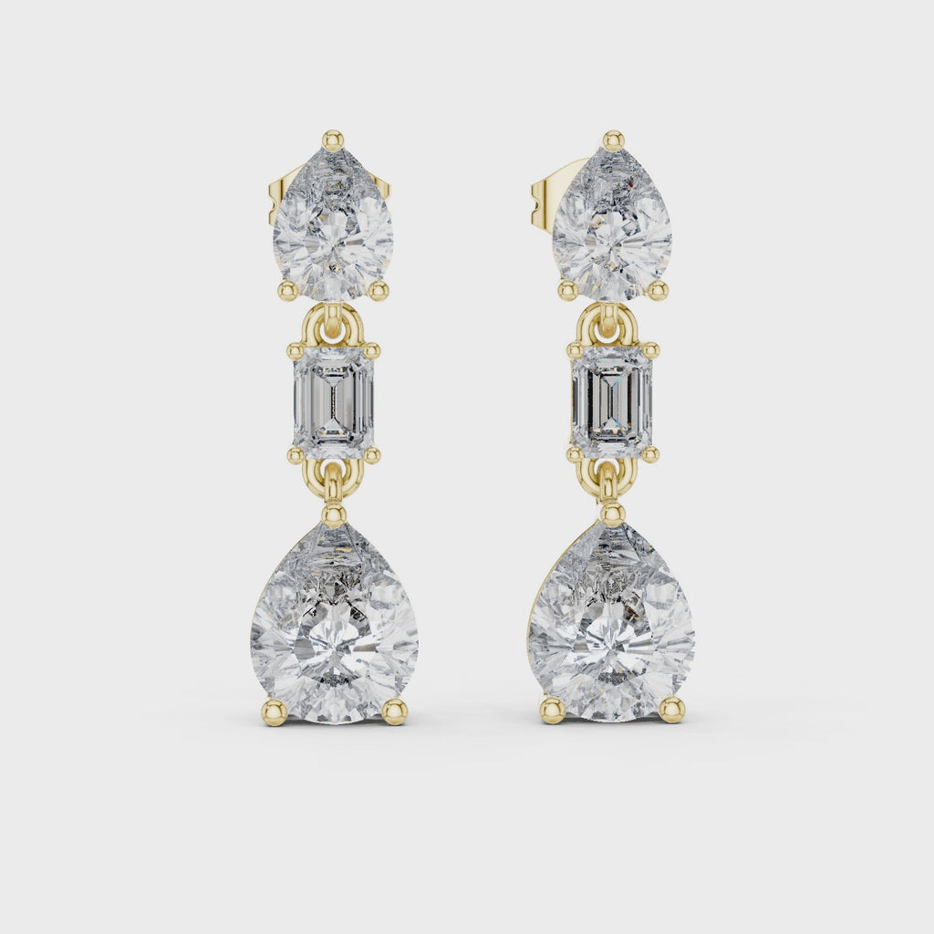 Multi Shape Lab Diamond Drop Dangler Earrings