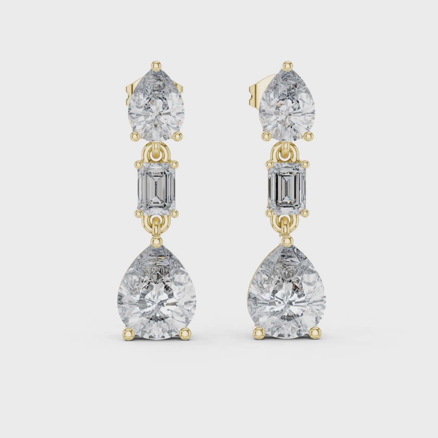 Multi Shape Lab Diamond Drop Dangler Earrings