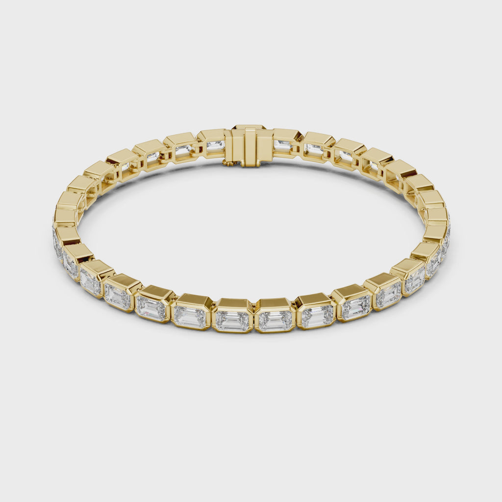Bezel Set Emerald Cut lab Diamond Tennis Bracelet