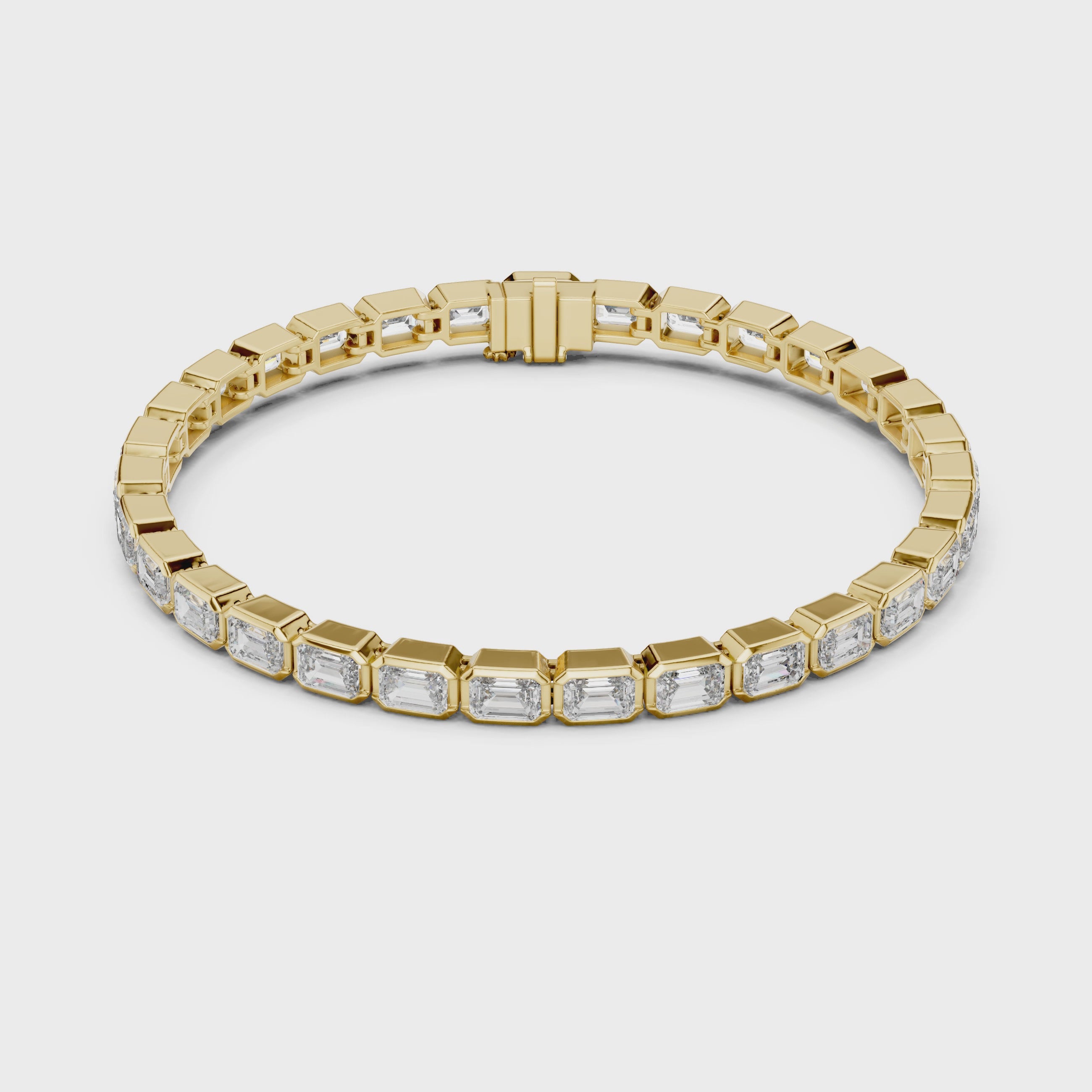 Bezel Set Emerald Cut lab Diamond Tennis Bracelet