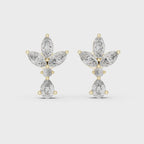 Multi Shape Lab Diamond Floral Stud Earrings