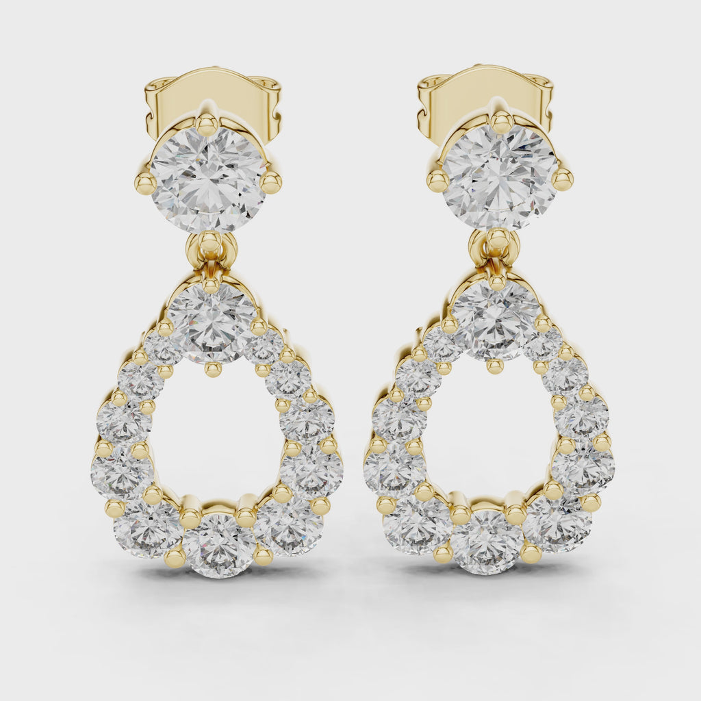 Lab Diamond Round Cut Fancy Drop Earrings