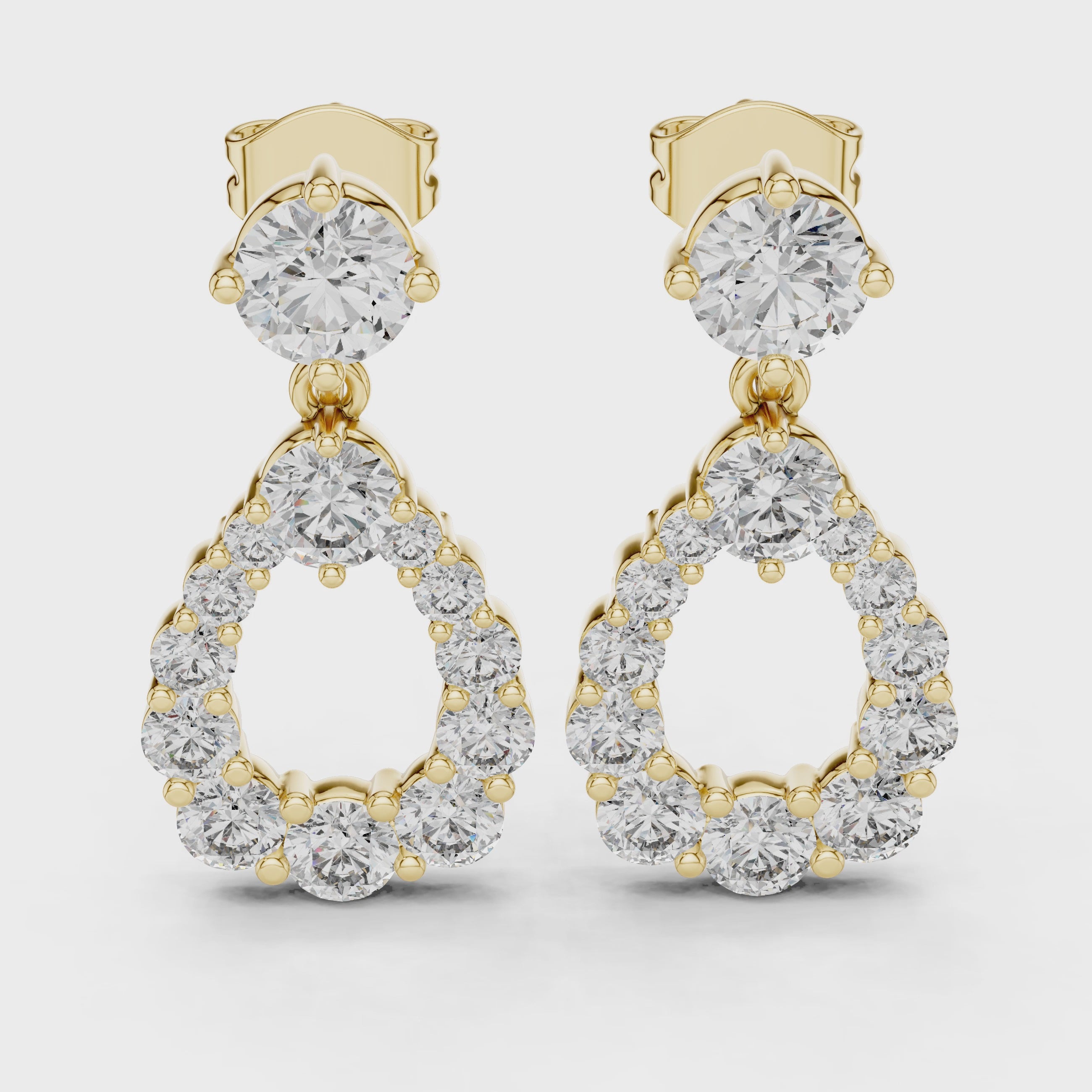 Lab Diamond Round Cut Fancy Drop Earrings