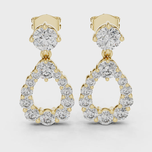 Lab Diamond Round Cut Fancy Drop Earrings