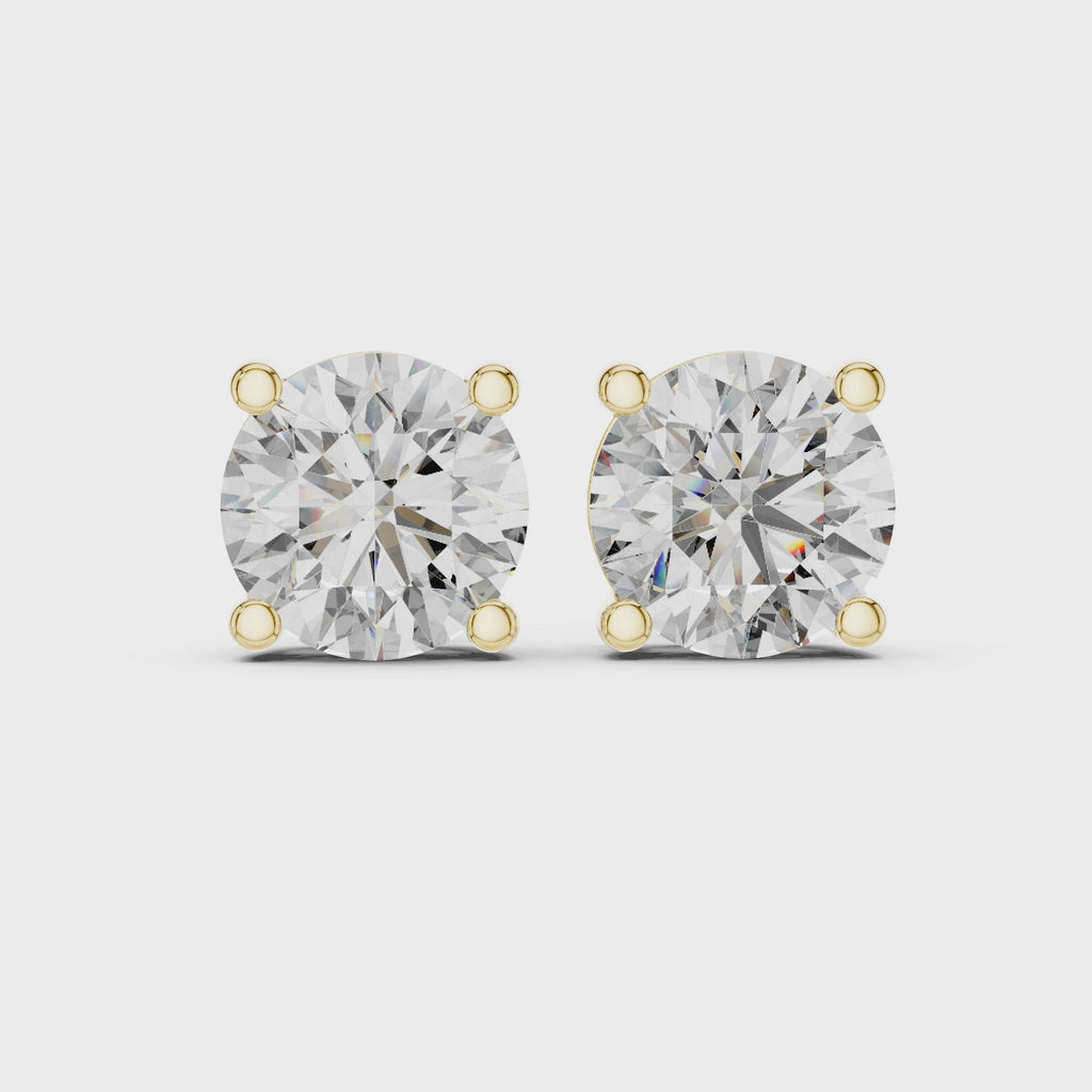 4 Carat Round Cut Lab Diamond Stud Earrings