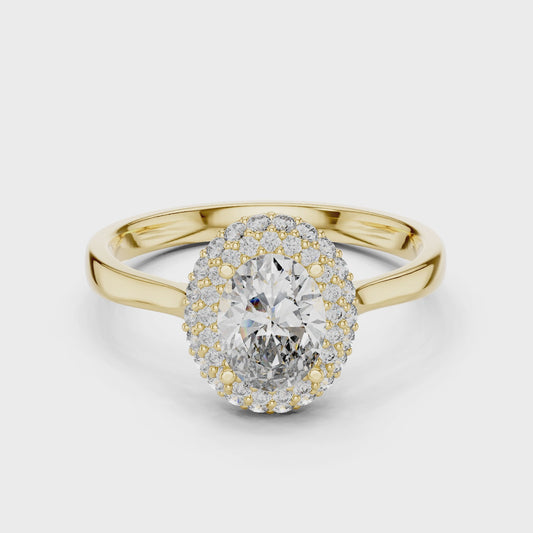 Oval Cut Lab Diamond Double Halo Engagement Ring