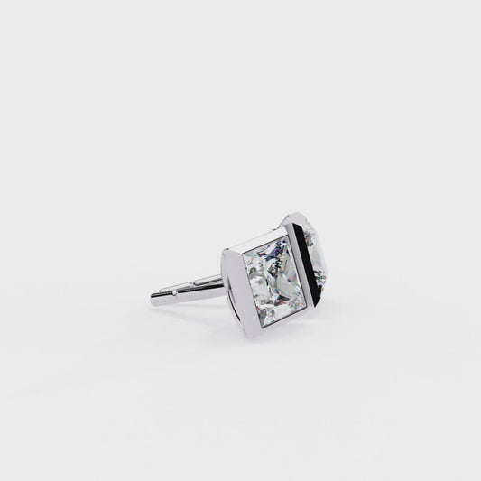 Princess cut Lab Diamond Bezel Set Earrings