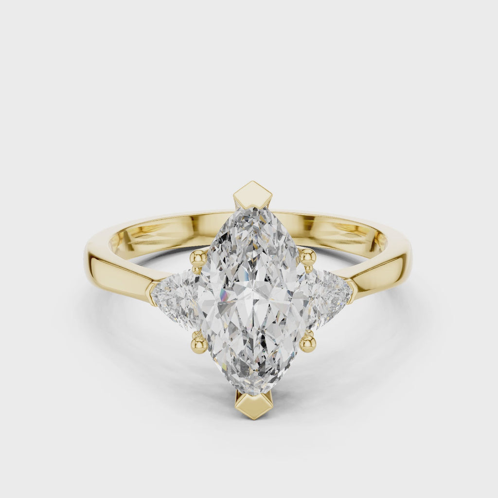 1 Carat Marquise Cut Three Stone Diamond Ring
