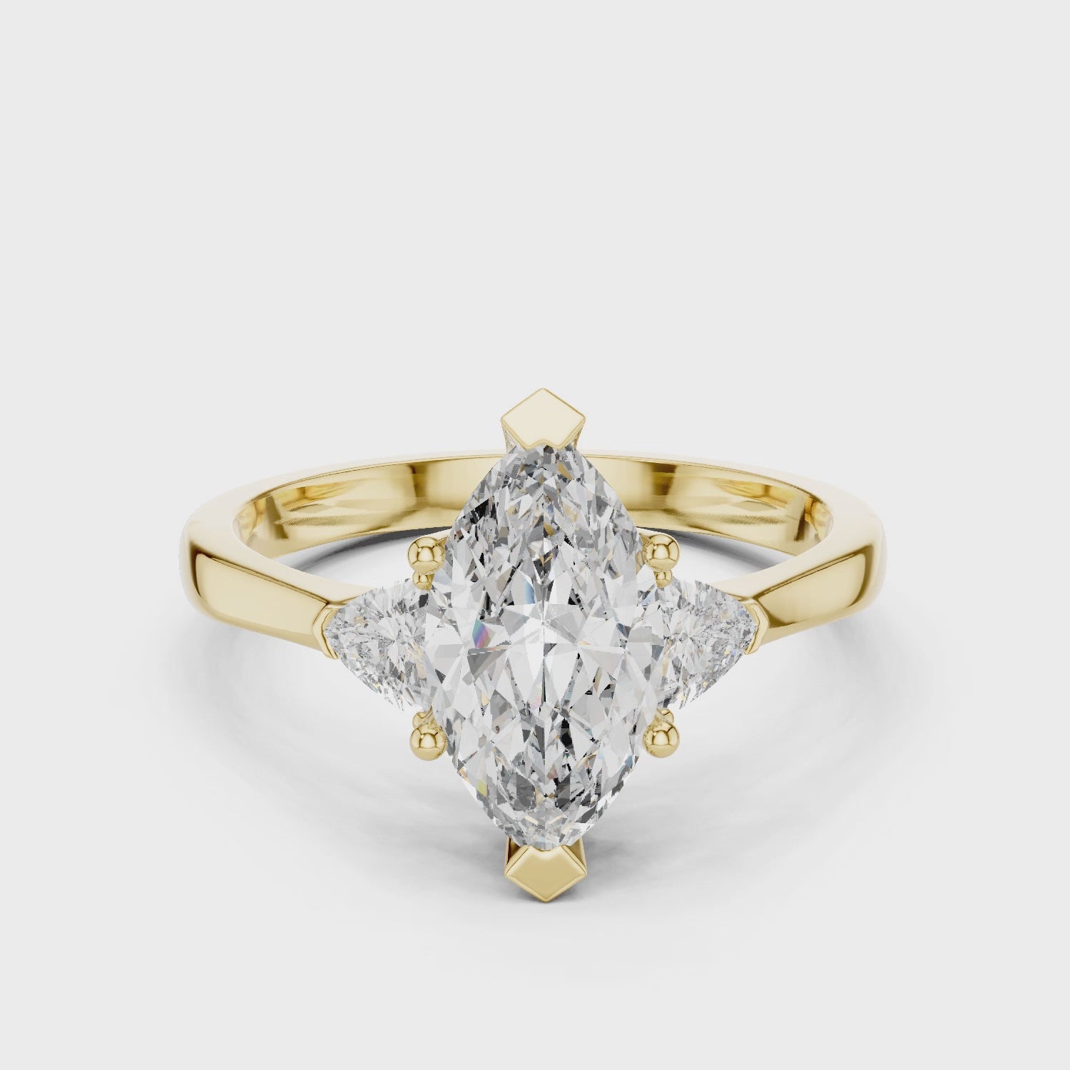 1 Carat Marquise Cut Three Stone Diamond Ring