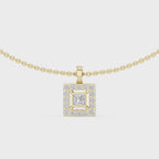 Princess Cut Lab Diamond Halo Pendant