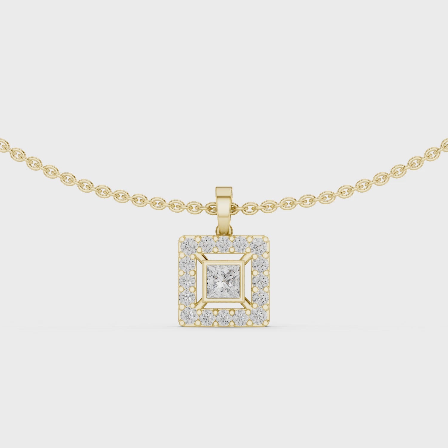 Princess Cut Lab Diamond Halo Pendant