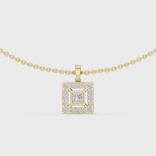 Princess Cut Lab Diamond Halo Pendant