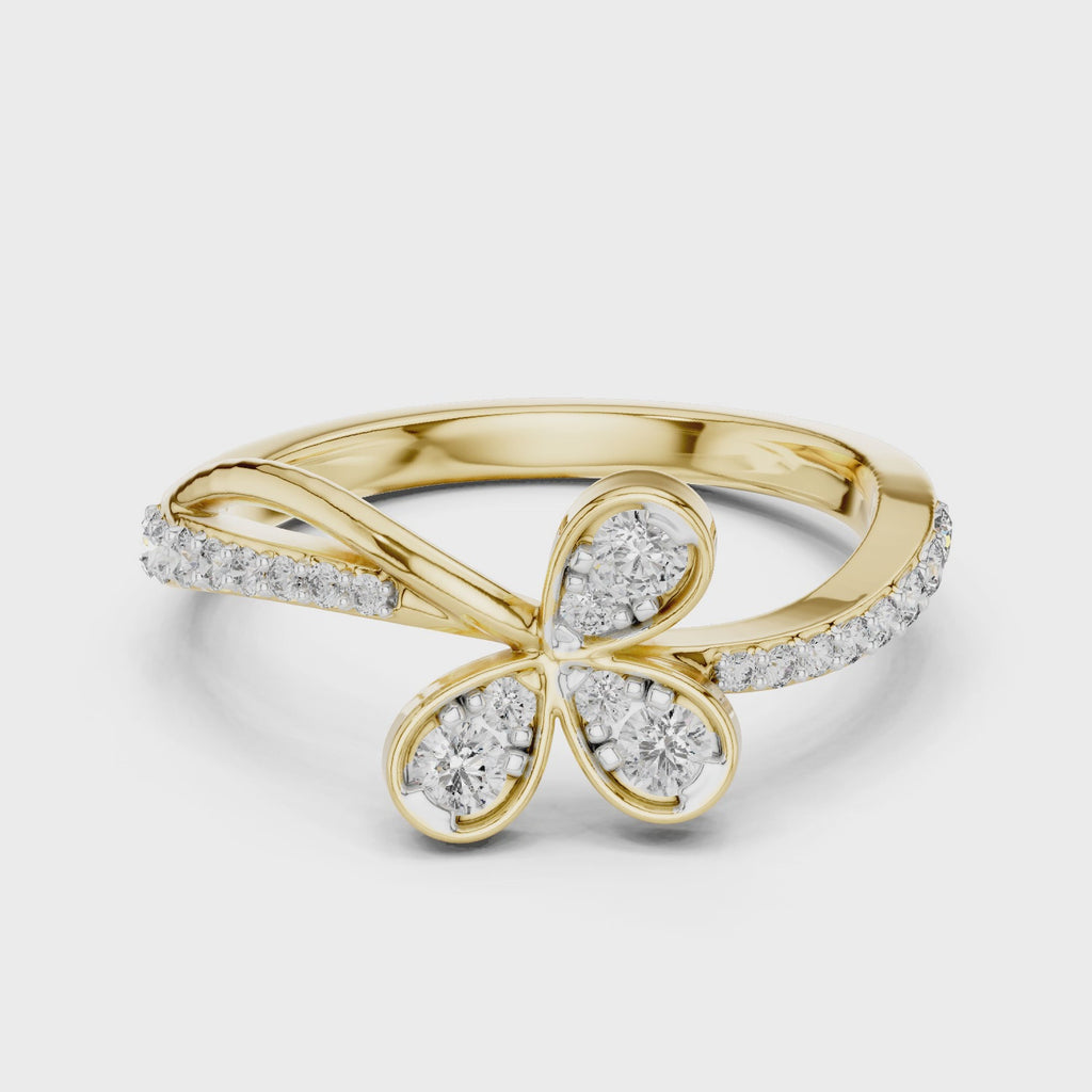 Round Cut Diamond Floral Engagement Ring