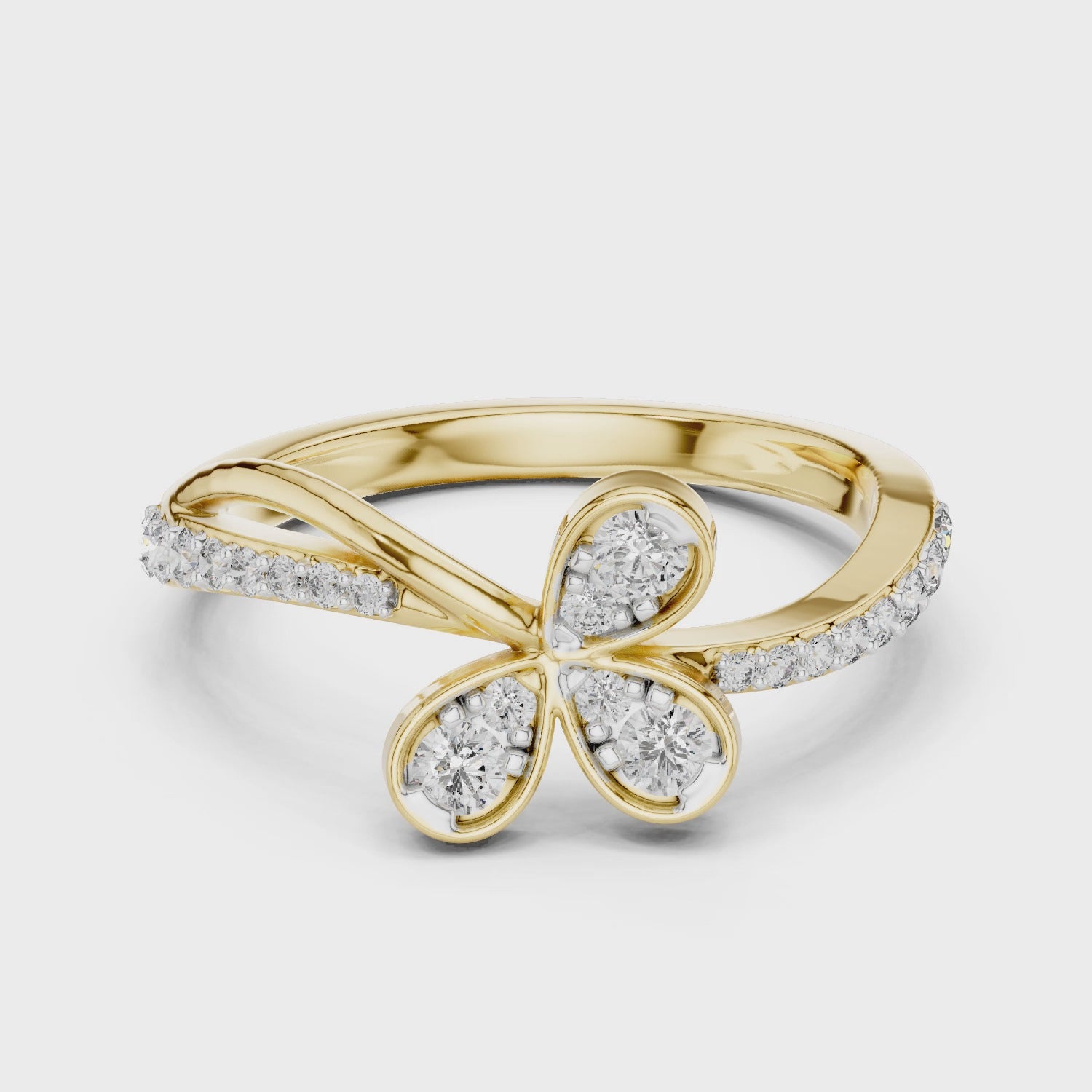 Round Cut Diamond Floral Engagement Ring