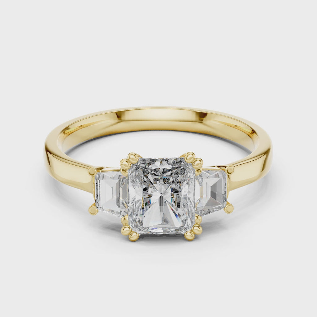 1 Carat Radiant Lab Diamond Three Stone Ring