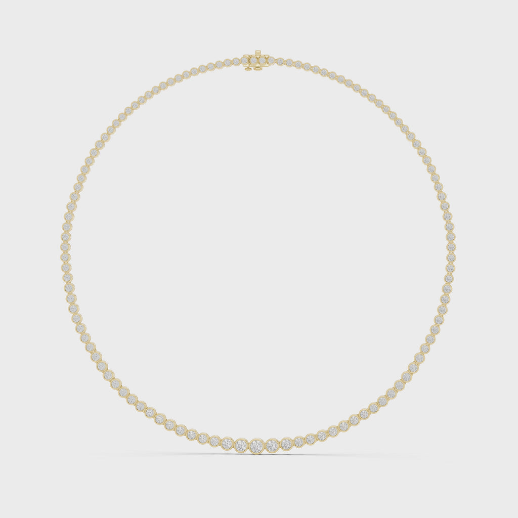 Round Bezel Set Diamond Tennis Necklace