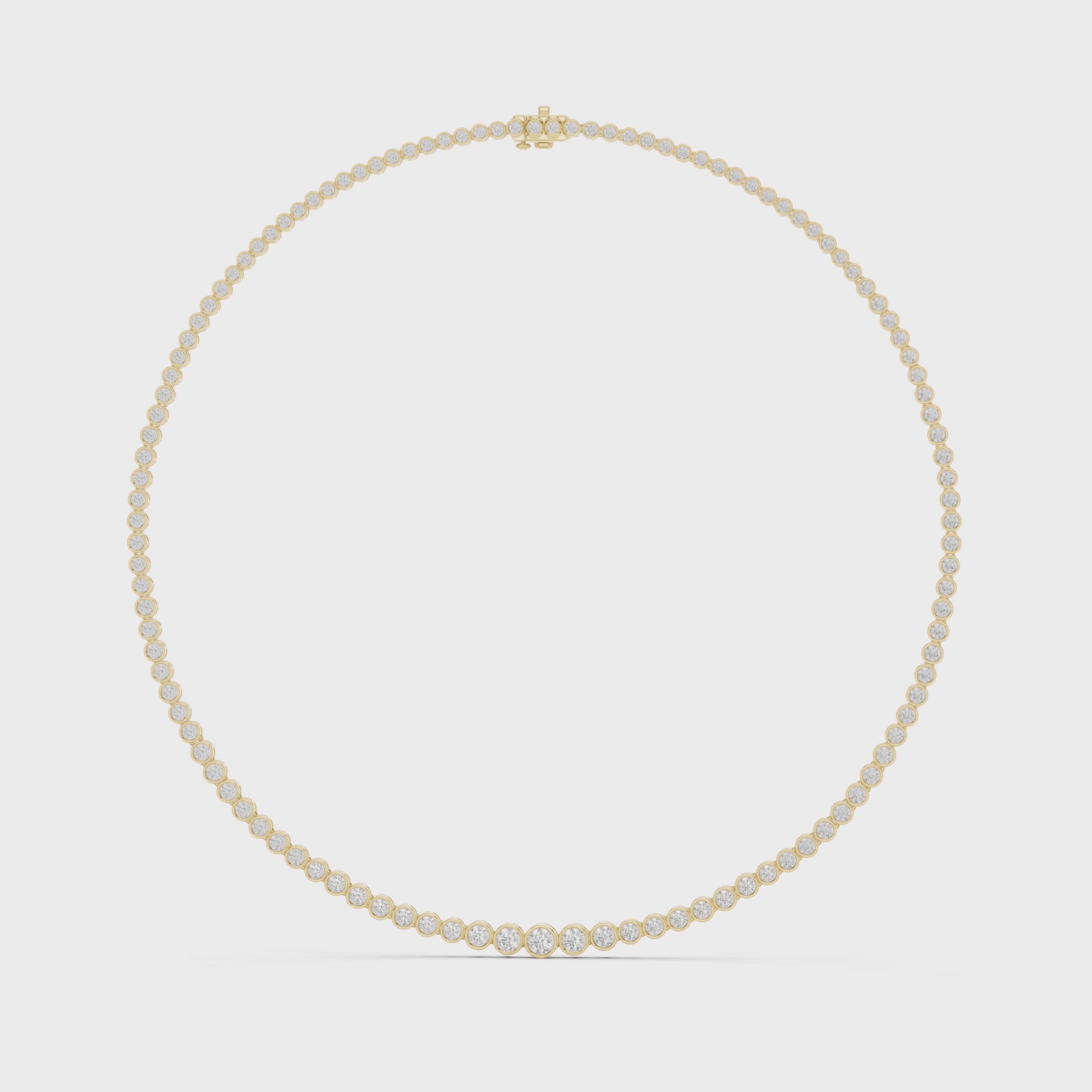 Round Bezel Set Diamond Tennis Necklace
