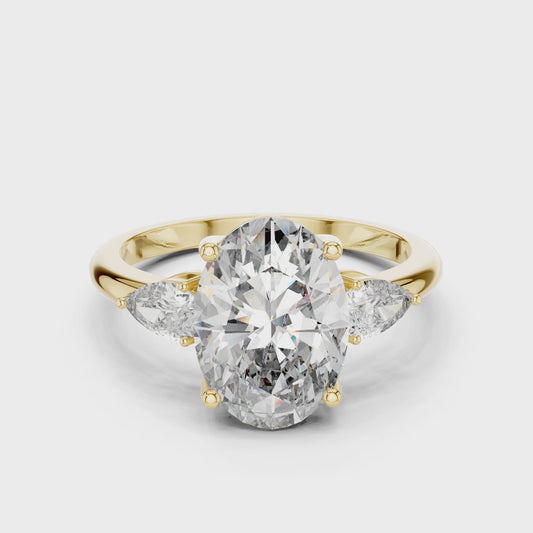 Oval Cut Lab Diamond Three Stone Engagement Ring