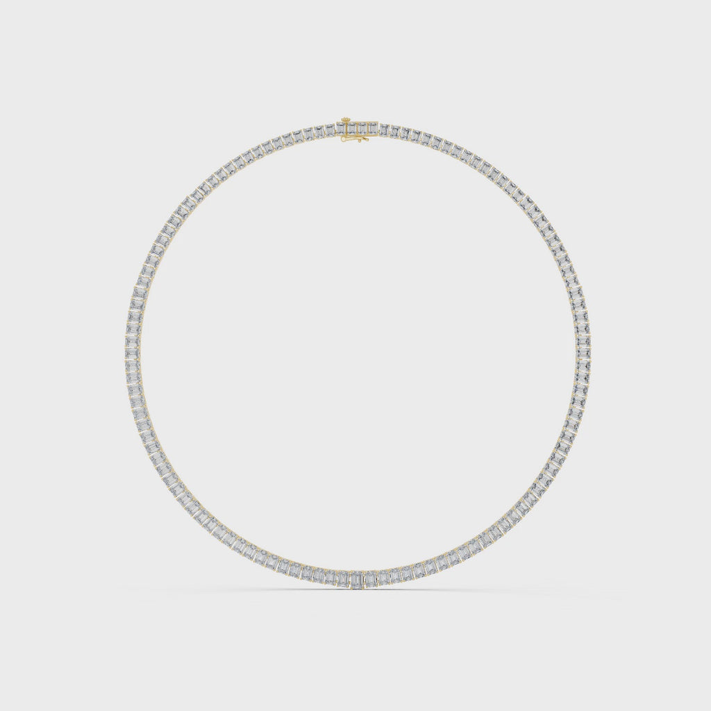 Emerald Diamond Classy Tennis Necklace