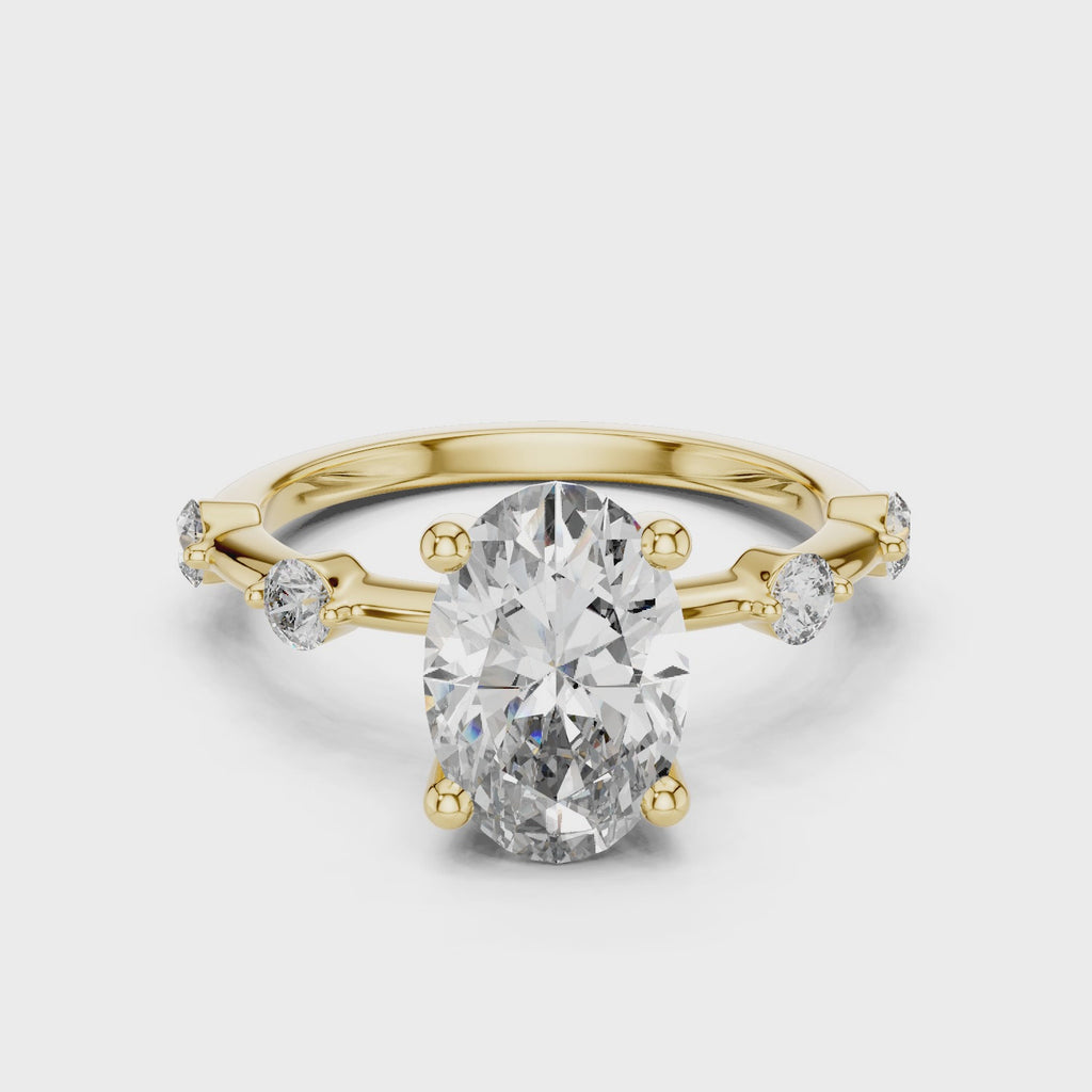 Modern Oval Diamond Engagement Ring in 14K Yellow Gold