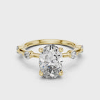 Modern Oval Diamond Engagement Ring in 14K Yellow Gold