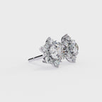 Round Cut Lab Diamond Flower Shape Diamond Earrings