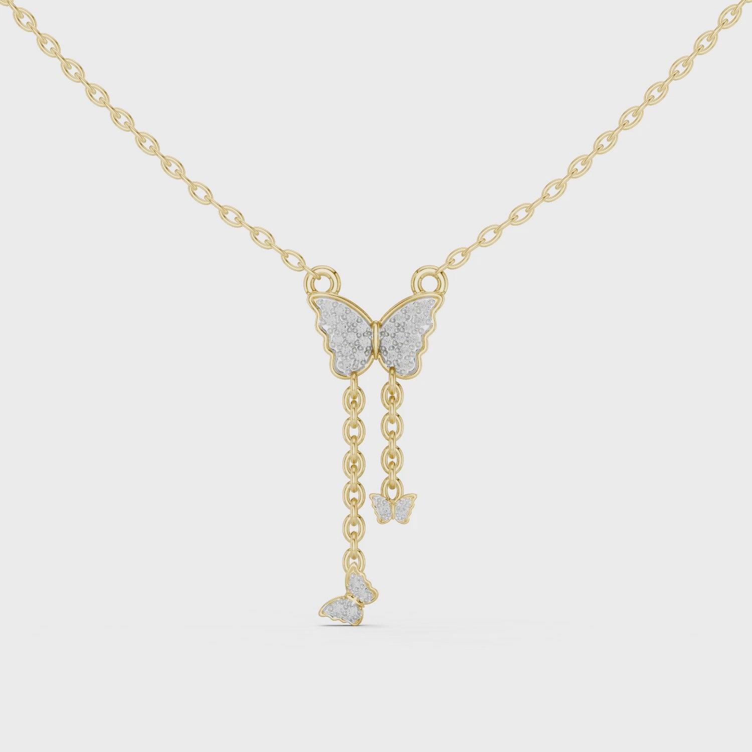 Multiple Butterfly Shape Pendant With Round Lab Diamond