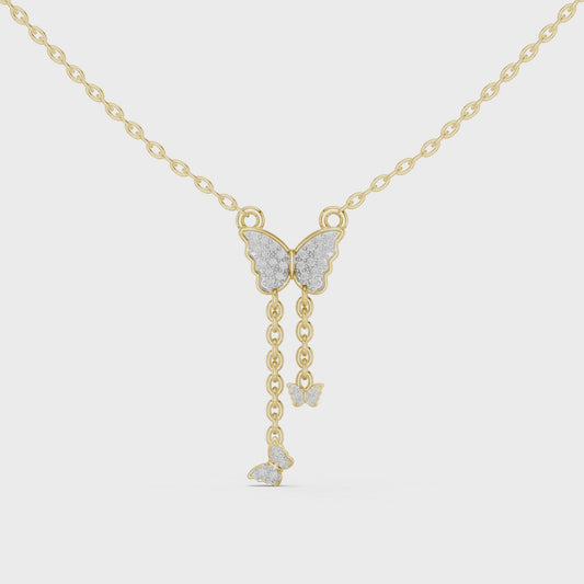Multiple Butterfly Shape Pendant With Round Lab Diamond