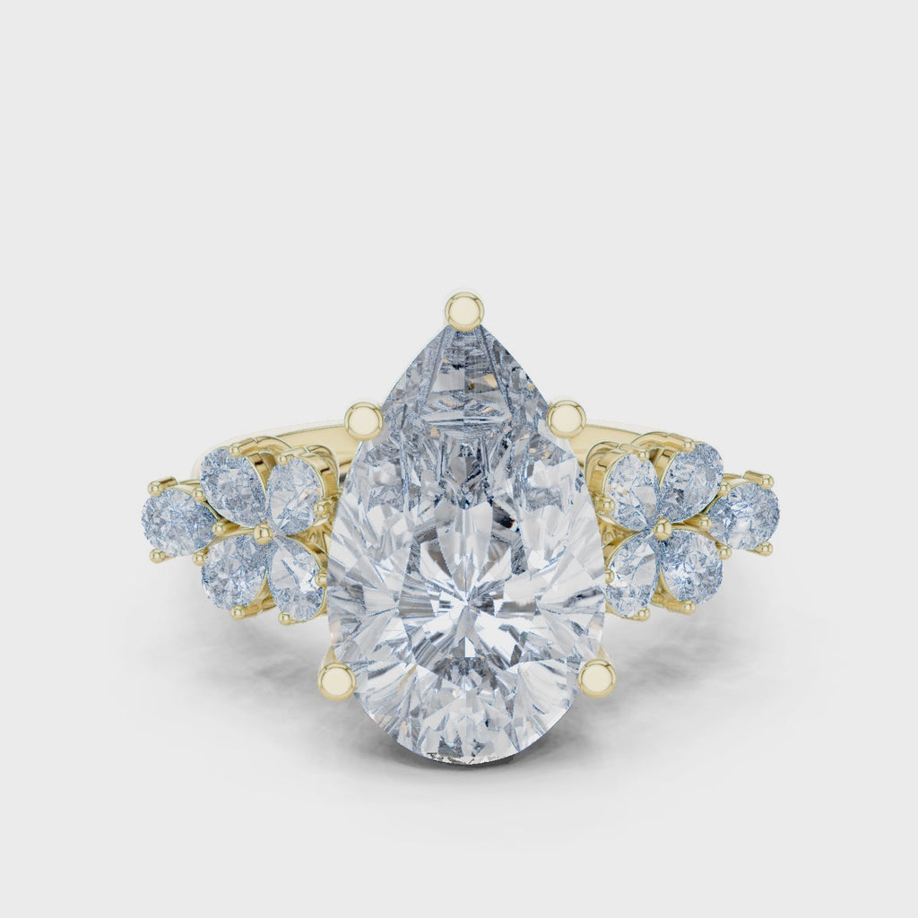 6 Carat Pear Diamond Vintage Engagement Ring