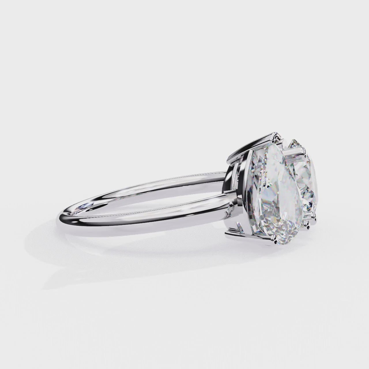 Round And Pear cut Lab Diamond Two Stone Ring