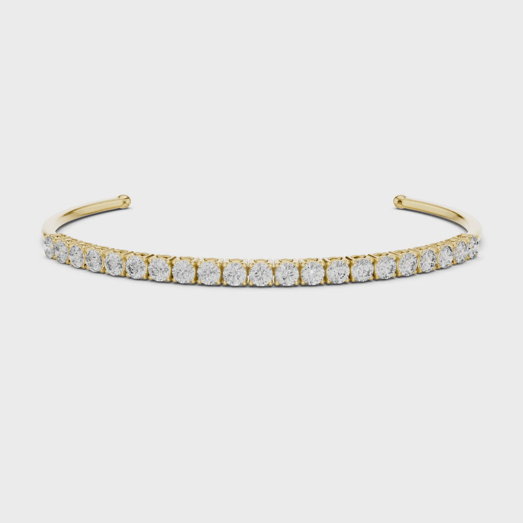 Modern Lab Diamond Round Cut Open Bangle