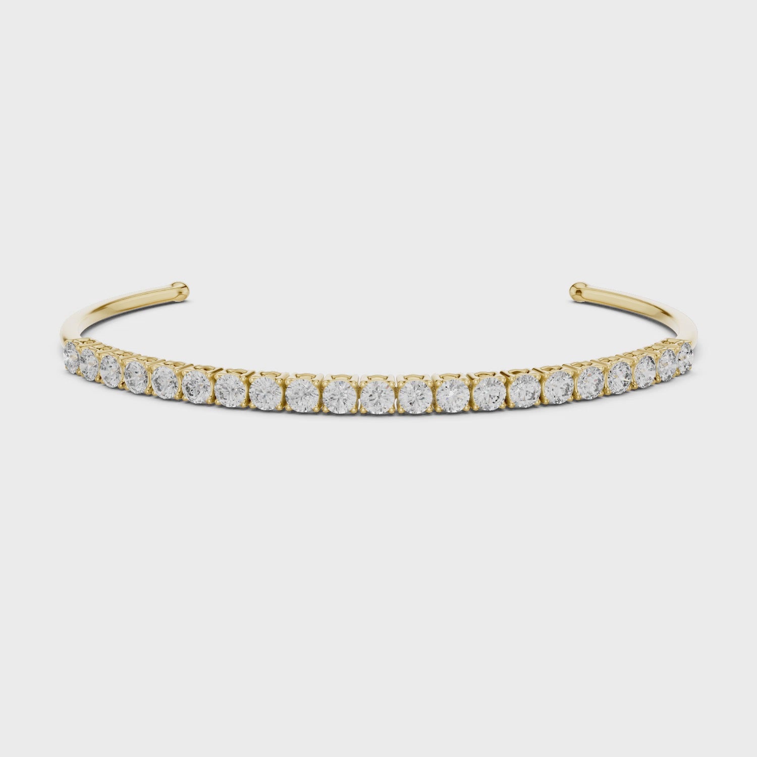 Modern Lab Diamond Round Cut Open Bangle