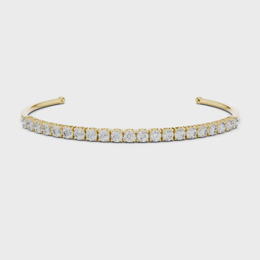 Modern Lab Diamond Round Cut Open Bangle