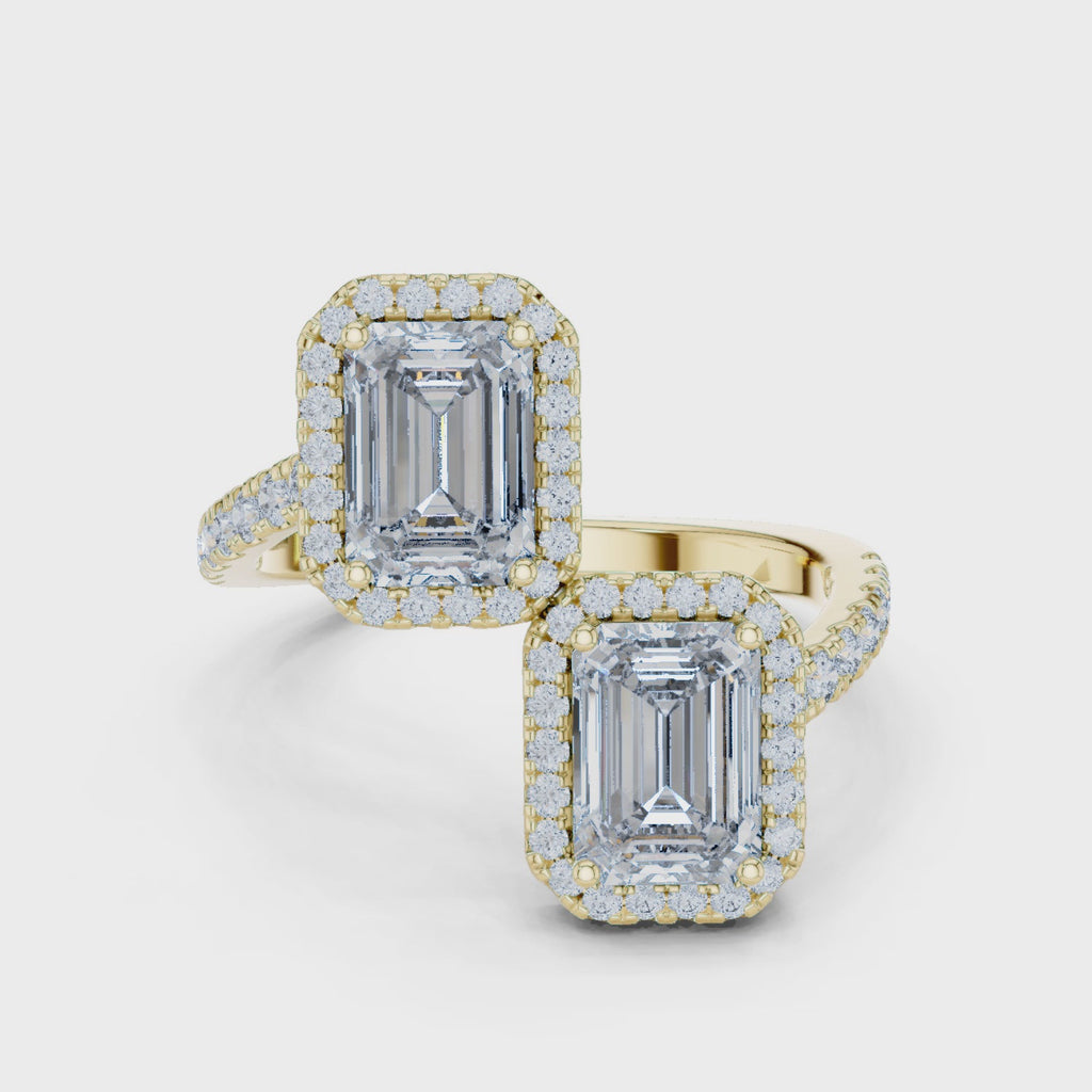 2 Carat Emerald Diamond Toi Et Moi Engagement Ring