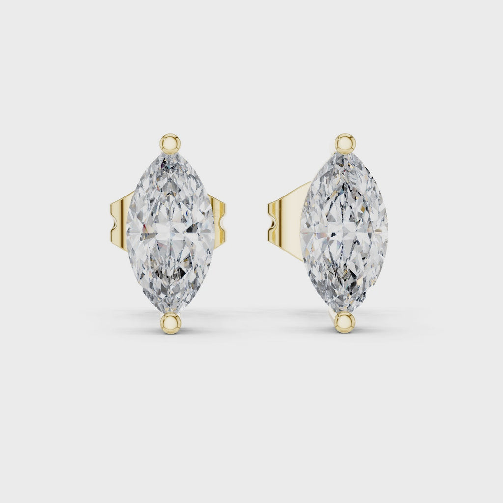 2 Prong Marquise Cut Lab Diamond Stud Earrings