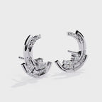 Multiple Round Cut Lab Diamond Half Moon Earrings