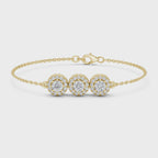 Three Stone Halo Lab Grown Diamond Bracelet
