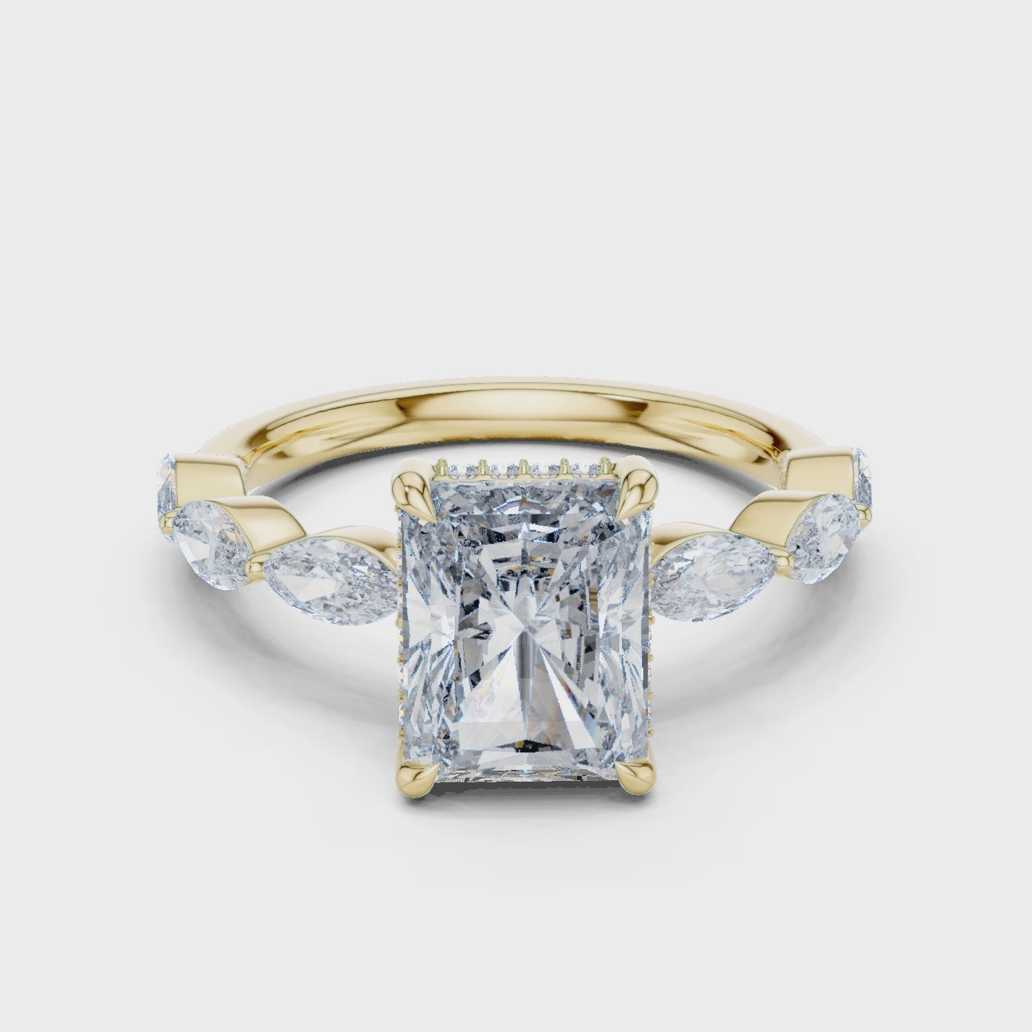 3 Carat Radiant Diamond Hidden Halo Ring
