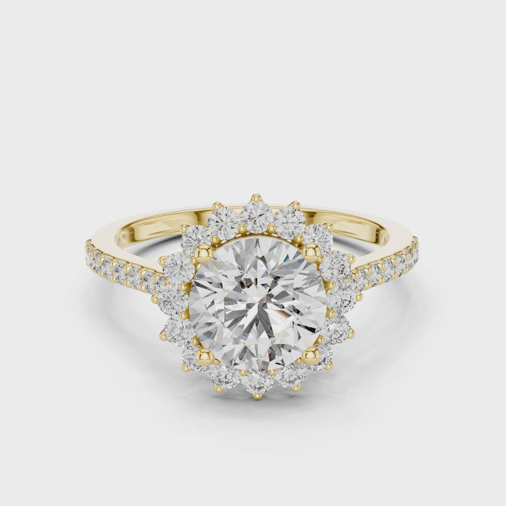 1.50 Carat Round Lab Diamond Floral Engagement Ring