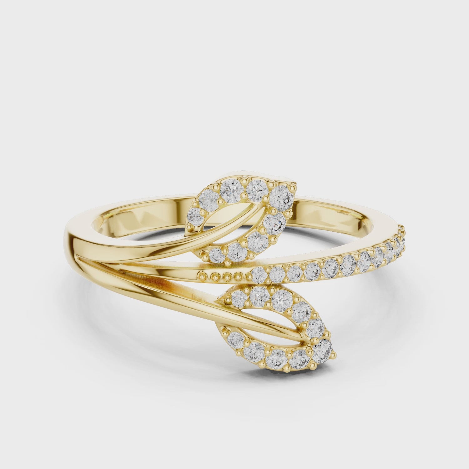 Leaf Inspired Round Cut Diamoond Engagement Ring