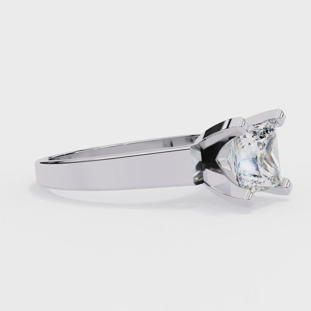 Princess Cut Lab Diamond Open Gallery Solitaire Ring