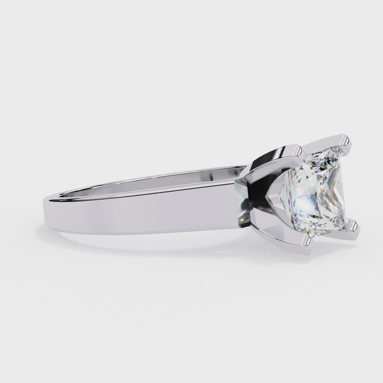 Princess Cut Lab Diamond Open Gallery Solitaire Ring