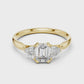 Emerald And Trillion Cut Three stone Ring