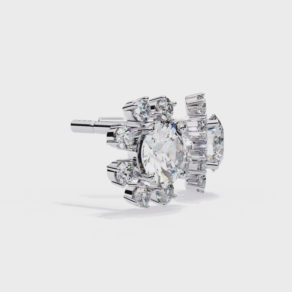 Unique Round Lab Diamond Floral Earrings